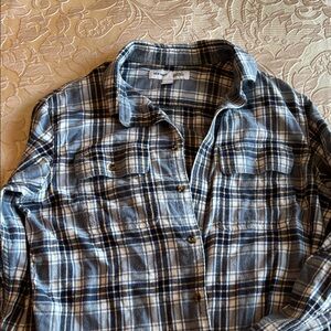 Old Navy Blue and White Plaid Casual Shirt